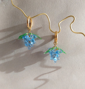 handmade blue grape earrings