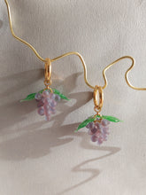 Load image into Gallery viewer, Grape hoop earrings.