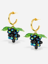 Load image into Gallery viewer, Handmade fruit earrings with goid hoops and glass beads.