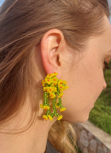Handmade colorful statement flower earrings.