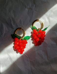 Grape Earrings in Red - Nelida Jewelry