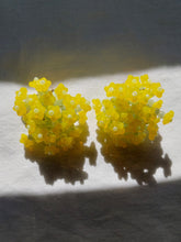 Load image into Gallery viewer, Handmade statement colourful flower beaded earrings with a retro style.