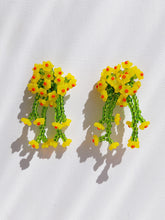 Load image into Gallery viewer, Handmade colorful statement flower earrings.
