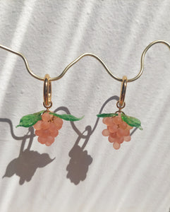 Handmade Gold Hoop Earrings with Rosaline Grape charm
