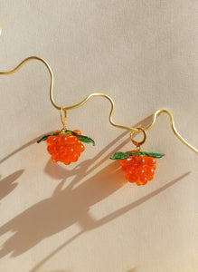 Cute Berries huggie hoop earrings made of glass Czech and Murano beads. The perfect colourful and jewelry.